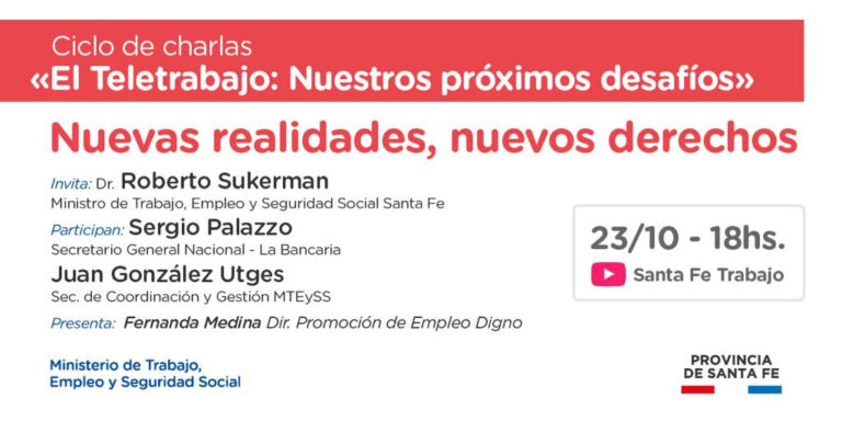 MinTrab de Santa Fe invita al Ciclo de charlas «El Teletrabajo: nuestros próximos desafíos»